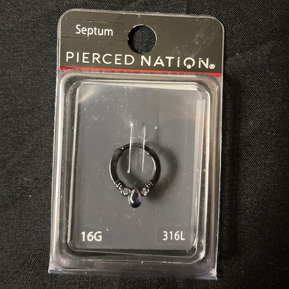 NEW 16G Purple Gem Septum Ring